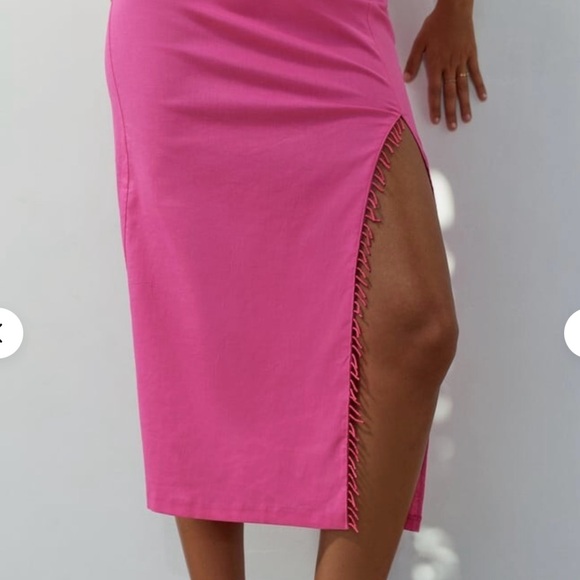 Zara Pink Beaded Midi Skirt - Picture 2 of 7